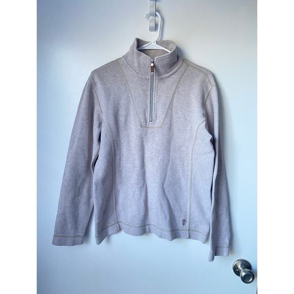 Tommy Bahama S 1/4 Zip Pullover Sweater Beige Tan Cotton Blend Coastal Grandma - Picture 1 of 7